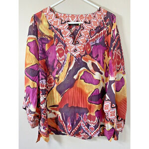 AREA Colorful Cotton Silk Tunic Bold Eye Catching‎ Pattern Bohemian Size LARGE